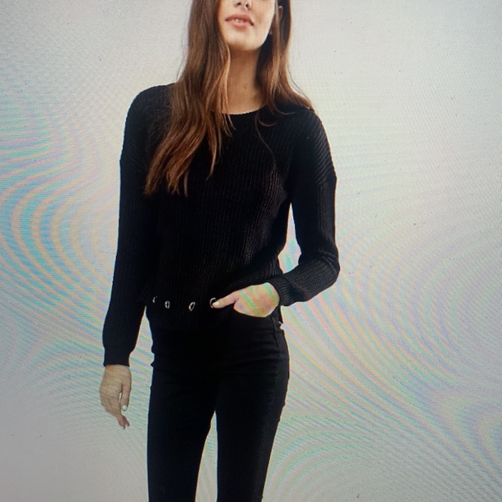 Brave Soul black Sweater with Eyelets - Picture 4 of 10